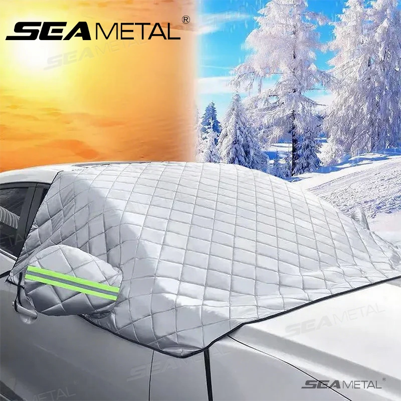 SEAMETAL Car Winter Windshield Snow Cover Thickened Exterior Car Sun Shade Block Sun Protection Anti-ice Front Windscreen Cover