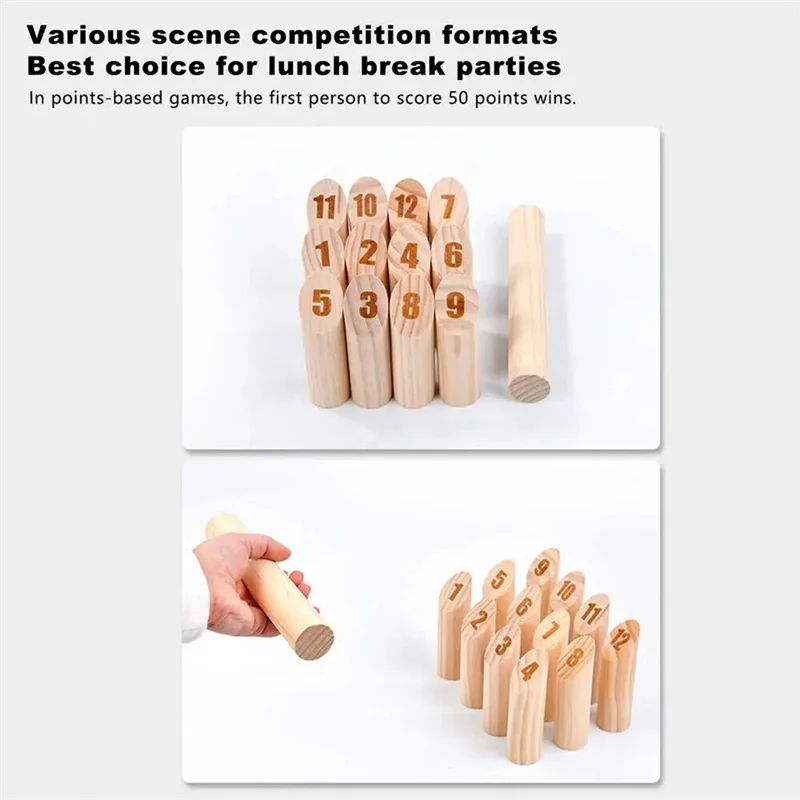 

A04F-Wooden Tossing Game Hardwood Throwing Bowling Game Numbered Block Toss Games Set