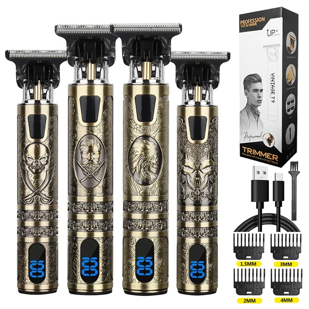 Cortadora de pelo eléctrica profesional para hombres con pantalla LCD, recargable por USB para cortes de pelo descoloridos, recortadora de calidad de peluquero