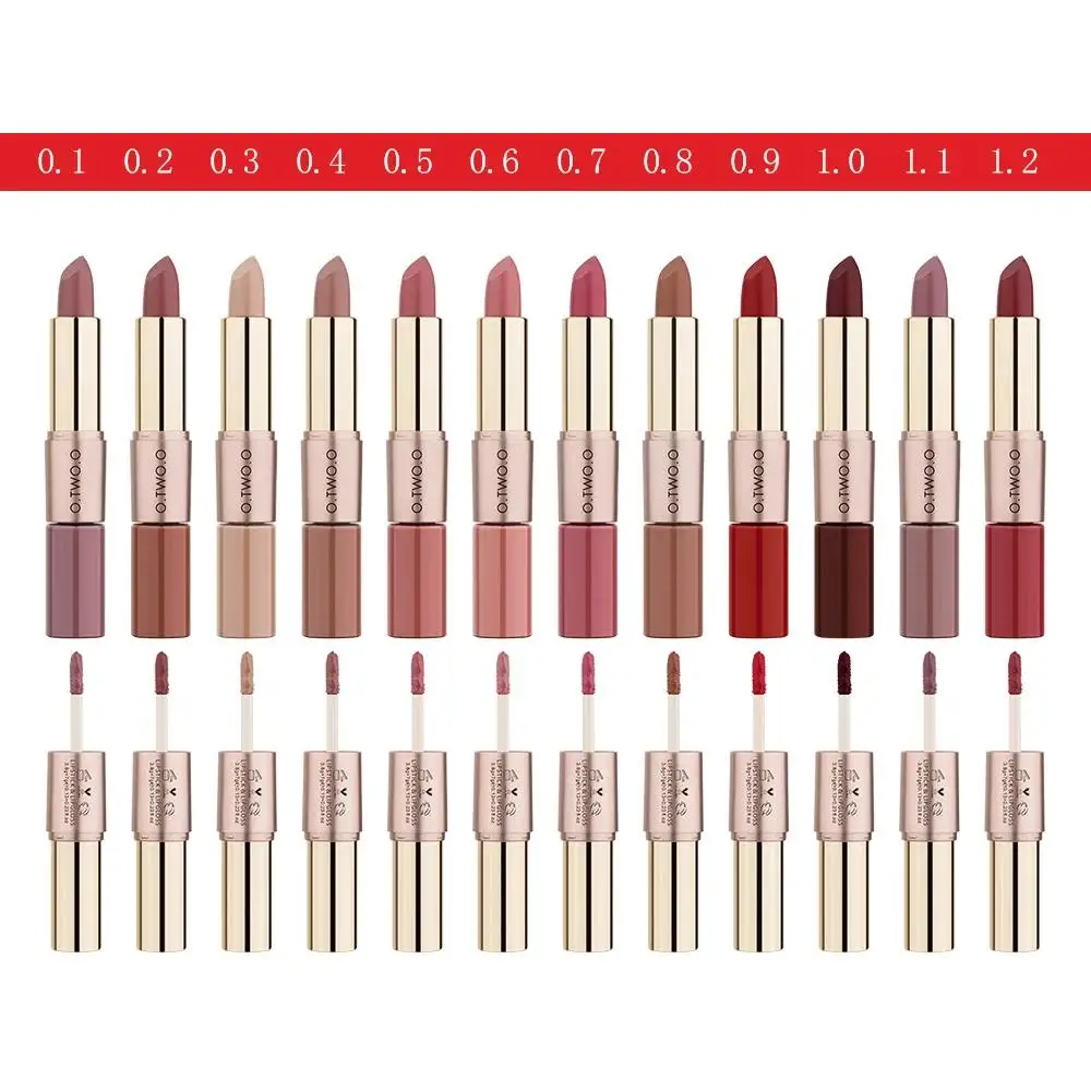 Waterproof 2 in 1 Matte Lipstick Lip Gloss 12 Colors Long Lasting Makeup Cosmetics Rouge Lips Stick Batom Mate