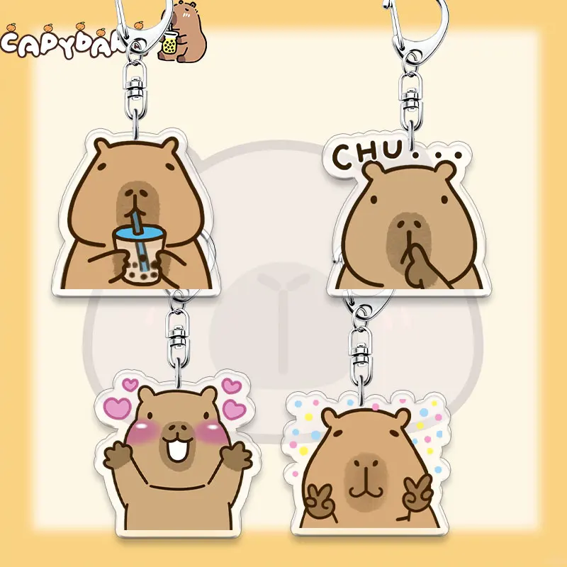 

6 см мультяшная серия для Капибалы, двухслойный акриловый брелок, капибара, милый студенческий рюкзак, украшение, кулон на день рождения