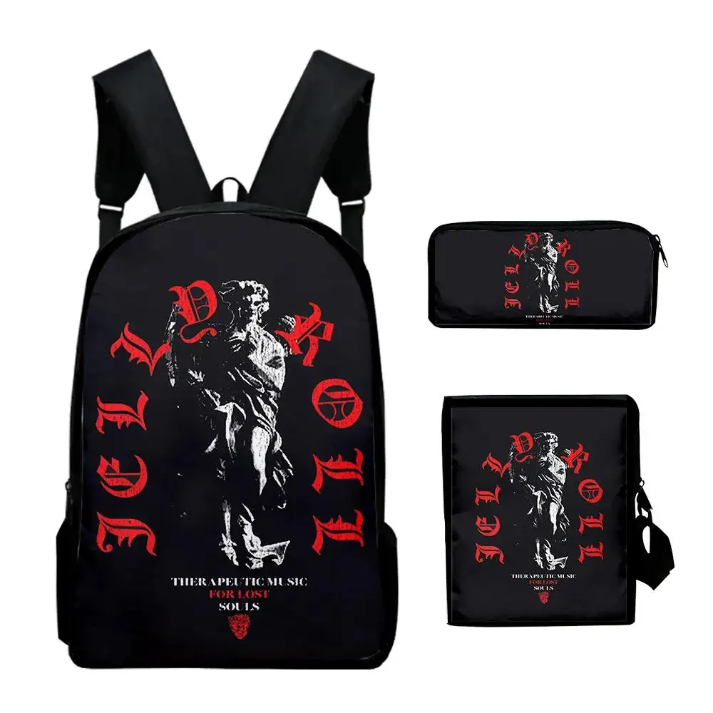 2023 New Jelly Roll Skull Merch Zipper Bag 3pcs/set Travel School Bag Crossbody Bagl Pencil bag Suit For Kids Aldult