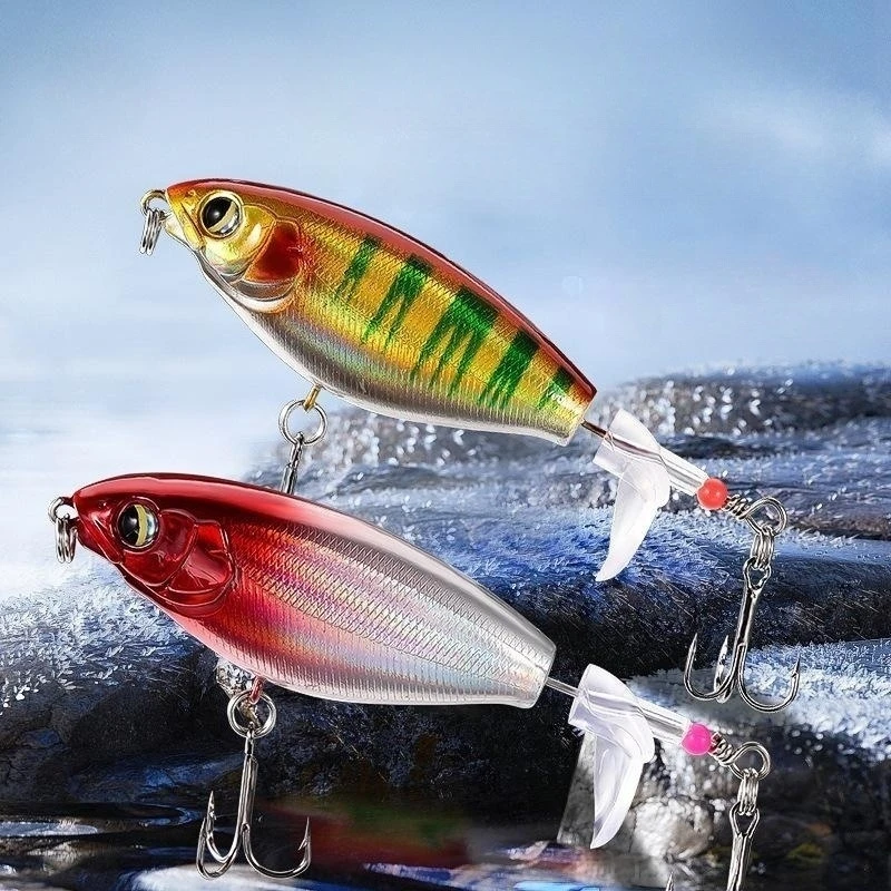 1 Pcs Top Water Whopper Plopper Popper FIshing Lure Zander Pike Baits Rotating Tail Fishing Tackle Crankbait Wobblers Propeller