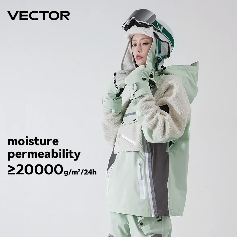 VECTOR-Veste de ski imperméable pour homme et femme, veste de ski professionnelle, simple planche, double planche, chaud, coupe-vent, adt