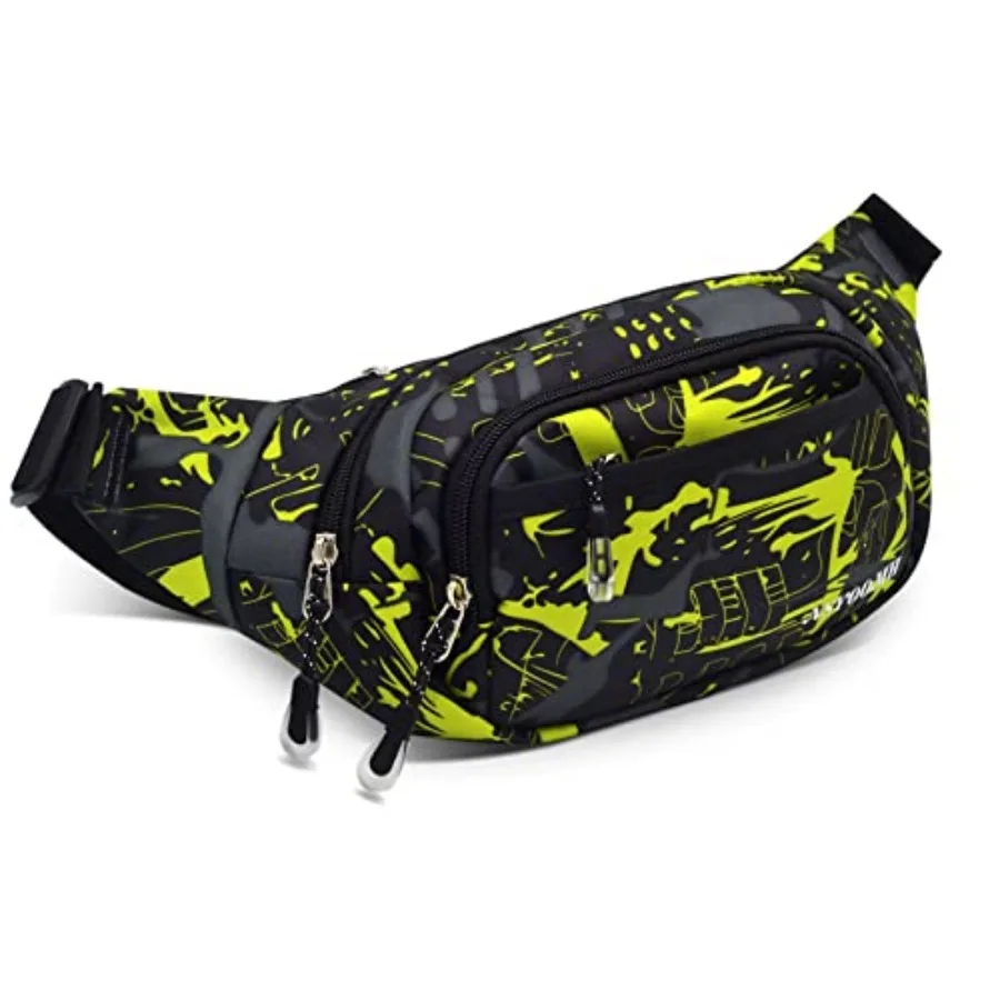 

Crossbody Fanny Pack for Men, 5-Zipper Pockets Waist Bag, Belt Bag for Running Cycling Travel Walking Hiking Fishing Camping Gr