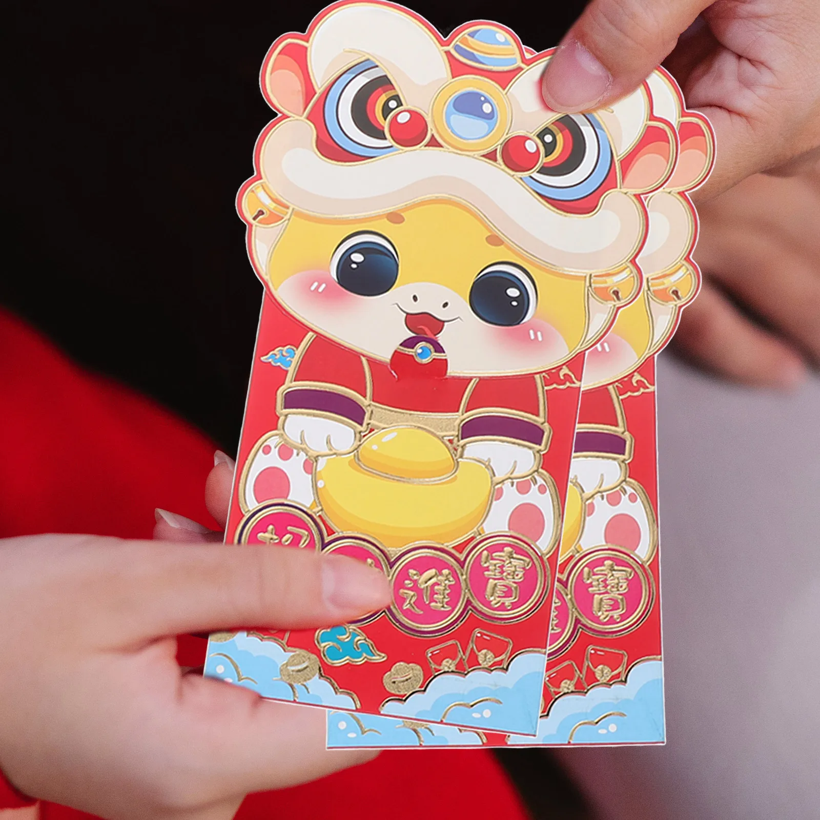 6Pcs Cartoon Red Envelopes New Year 2025 Flip Cover Red Packet Money Pocket Chinese Traditional Lucky Envelope