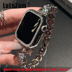 Love Diamond Strap For Apple Watch Series 11 10 9 8 7 6 SE 5 UItra 3 iWatch 49/46/45/44/42/41/40/38mm Luxury Glitter Metal Band