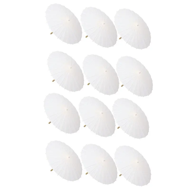 

ABJN-12PCS Paper Parasol Wedding Umbrella Party Favor 60Cm Bamboo Umbrellas For Bridal Shower Centerpieces Photo Props