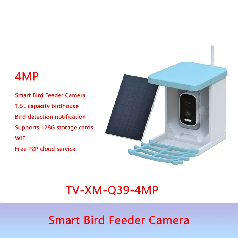 

Modern Outdoor Stylish And Convenient 4MP High-Definition Intelligent Bird Feeder camera supporting WiFi 4G Solar FT Card