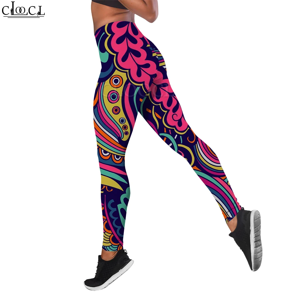 CLOOCL leggings dames yogabroek sportkleding oefening bloemenprint gymleggings hoge taille naadloze mode push-up broek