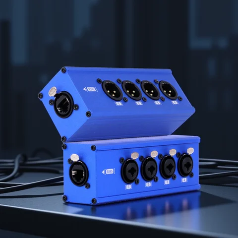 RJ45 to 4 Channel XLR/DMX Audio STP RJ45 Cat5 Ethernet Extender XLR Extender Transceiver for Live Stage,Audio Recording Studio