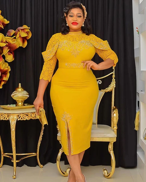 African yellow dress best sale