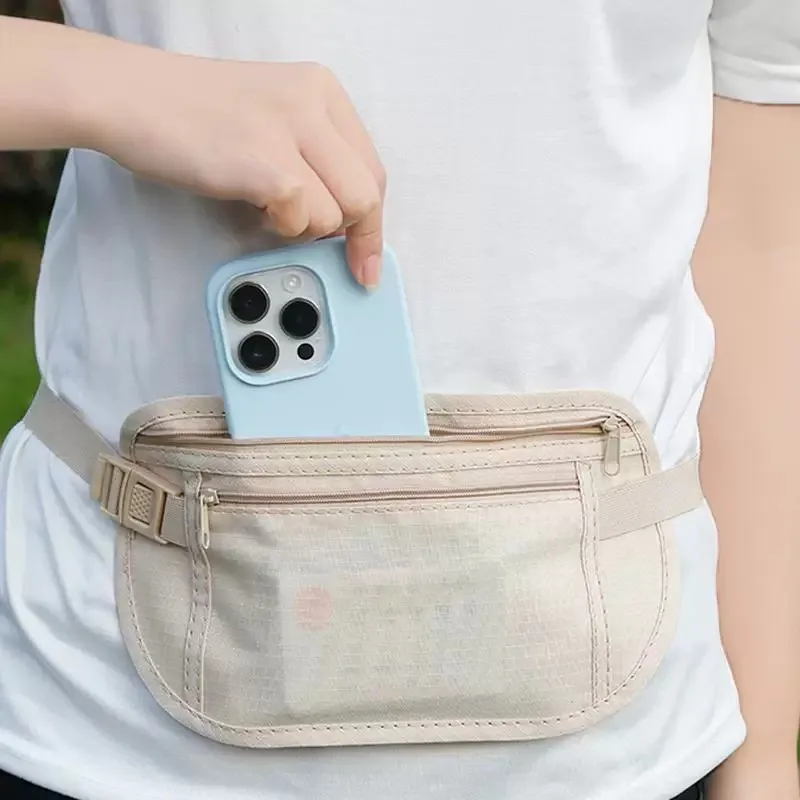 Slim Anti-theft Waist Bag Lightweight Breathable Running Belt Bag Travel Hidden Phone Pouch Card Holder Casual Zipper Pouch