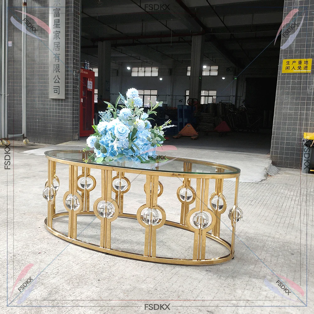 Modern Wedding Bar Table Metal Rectangle Clear Top Coffee Cake Table