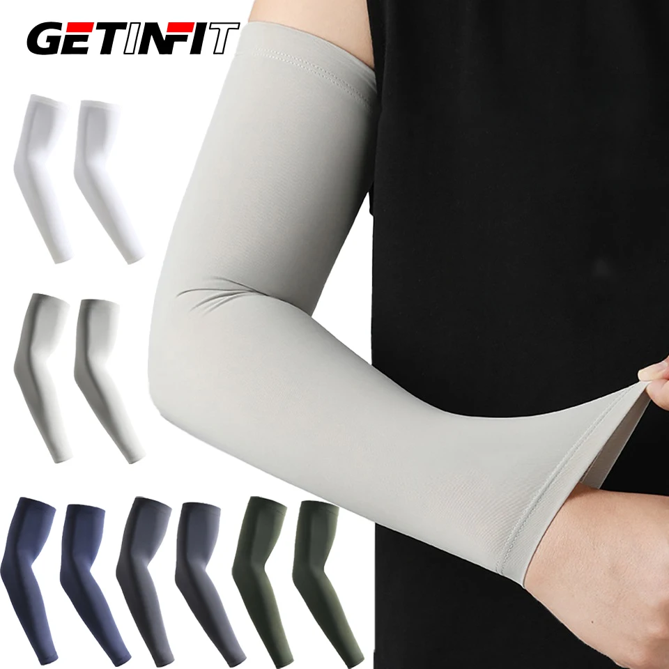 

GETINFIT 1 пара летних охлаждающих нарукавников UPF50+ для защиты от УФ-излучения, дышащие, из ледяного шелка, для велоспорта, вождения, активного отдыха, для мужчин и женщин