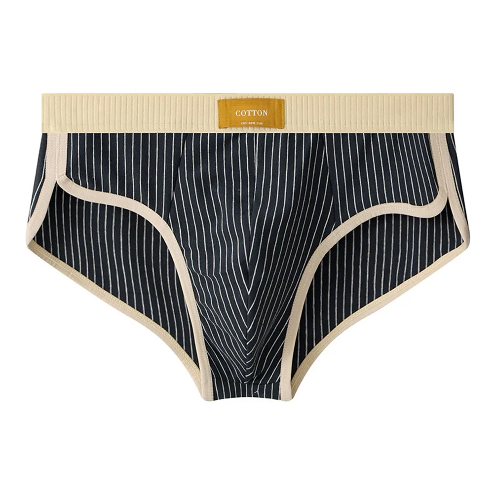 Mens Briefs Sexy Stripes Breathable Underwear Men's Panties Comfortable Lingeries Sexy Hot Loose Simple Cotton Elastic Trunks