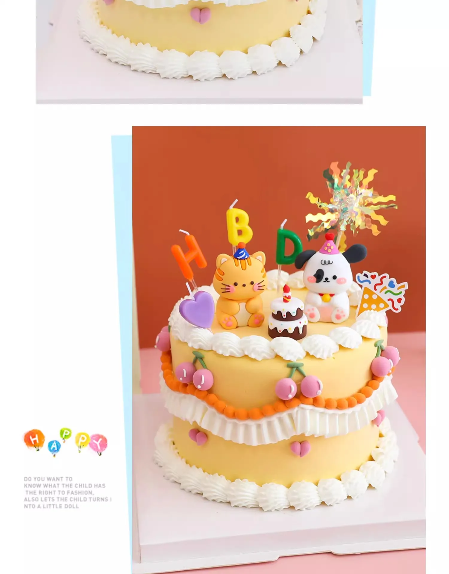 Kinder Geburtstagstorten-Dekoration Heim-Ornament Cartoon Kuchendekoration Happy Birthday Party Kätzchen Welpe Bär Hase Weiche Gummi-Puppe – Detail 4