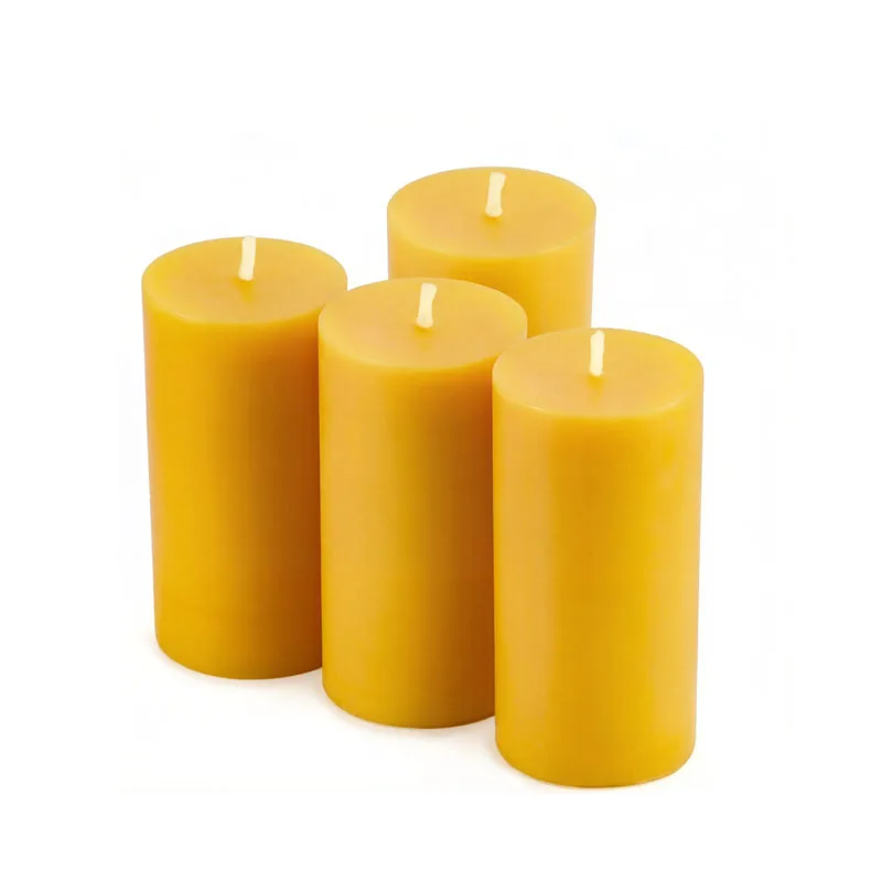 4pcs/lot Natural Beeswax Pillar Candle 2“*4”