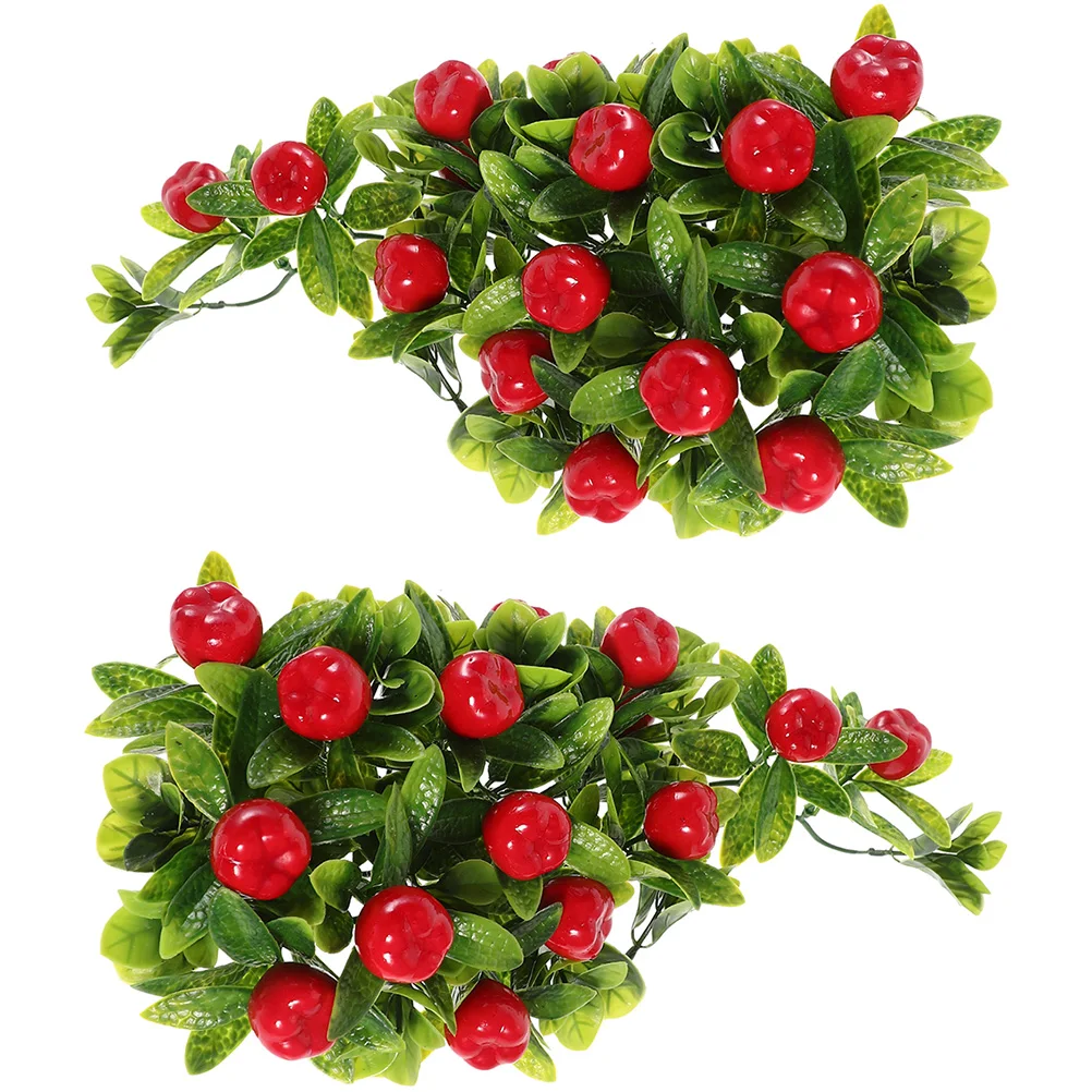 

2pcs Artificial Hanging String Wall Decor Fake Vine Imitation Fruit Vine Lifelike Fruit Decor Home Wall Hanging