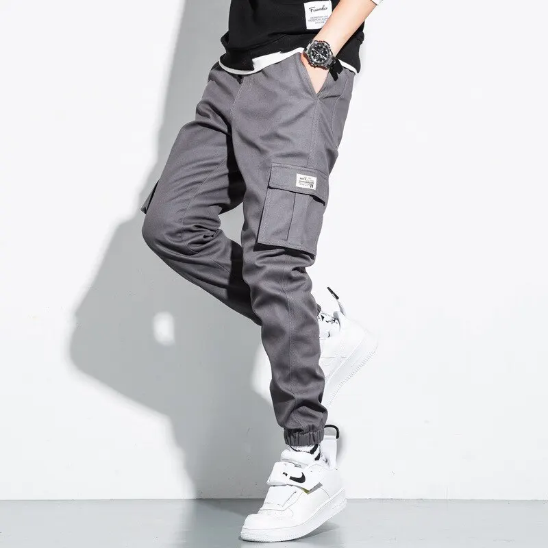 Men's Casual Cargo Pants Loose Multi-Pocket Track Trousers Everyday Wear Solid Color Bermuda Jogging Trend Corset Drawstrin Work