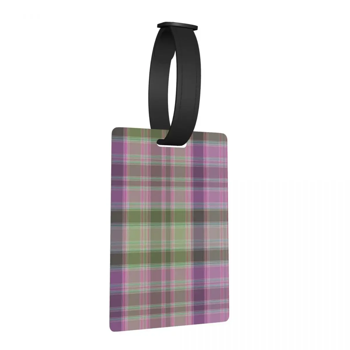 

Green And Lilac Tartan Plaid Luggage Tags Suitcase Accessories Travel Fashion Baggage Boarding Tag Label Holder ID Name Address