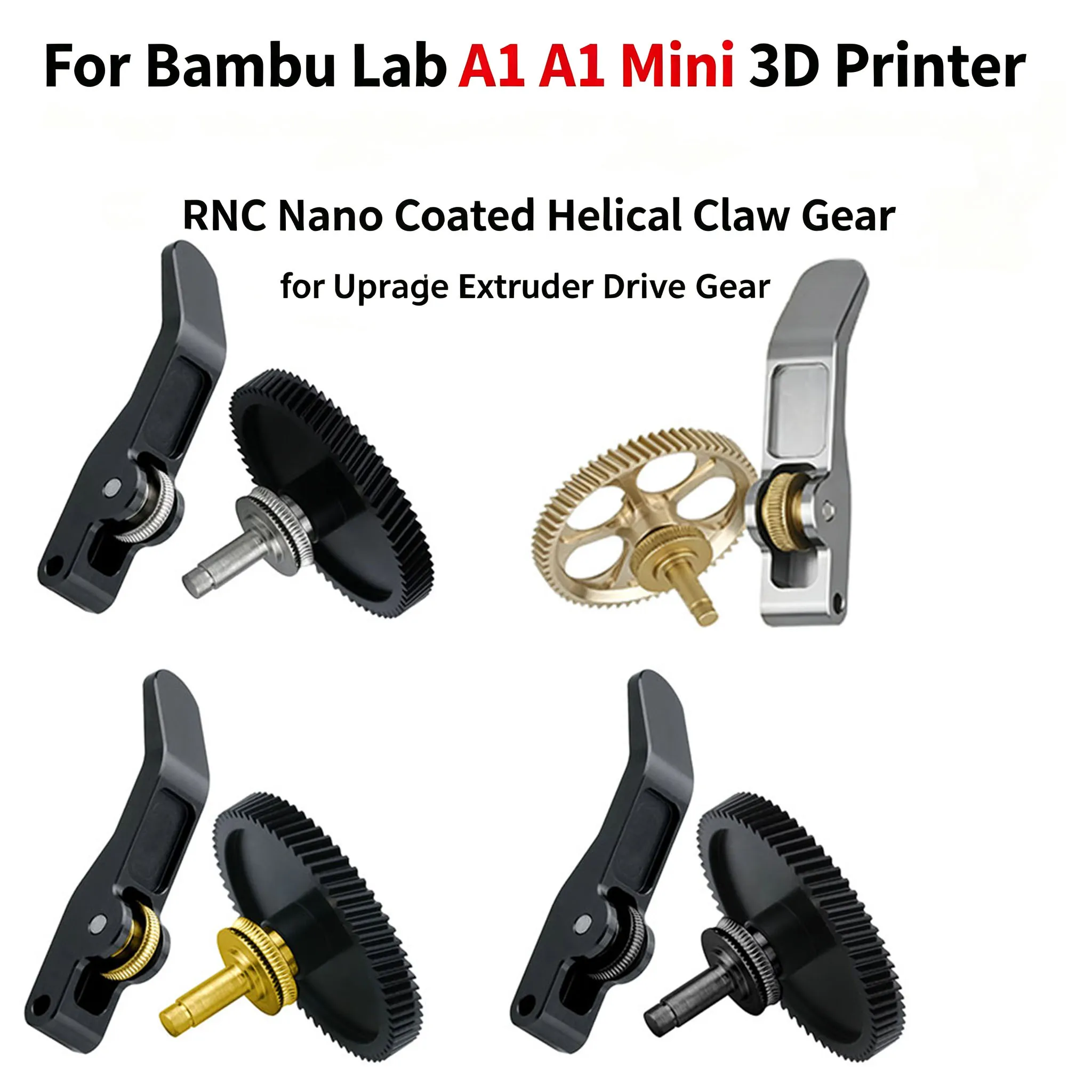 RNC Nano Coated Hardened Steel Helical Claw Gear, Upgrade Extruder Drive Gear Compatible Bambu Lab A1 Mini 3D Printer
