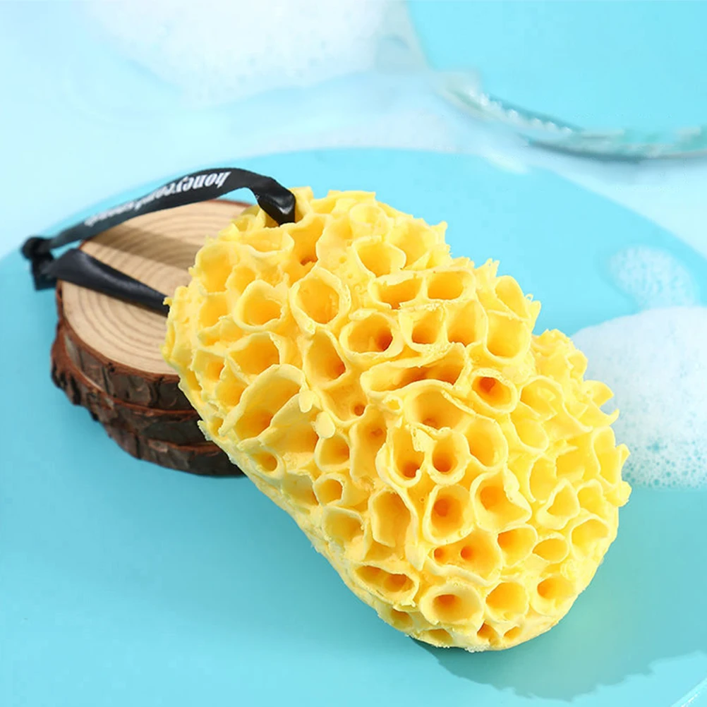 

3 Pcs Yellow Honeycomb Bath Ball Lightweight Body Shower Sponge Tub Household Bathing Skin Scrubber Honeycomb