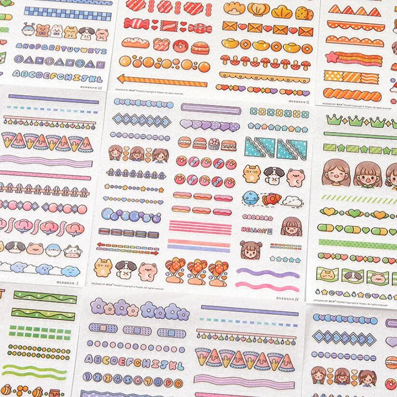 10 blätter Kawaii Grenze Aufkleber DIY Scrapbooking Journal Planer Notebook Dekorationen Koreanische Schreibwaren Label Index Aufkleber