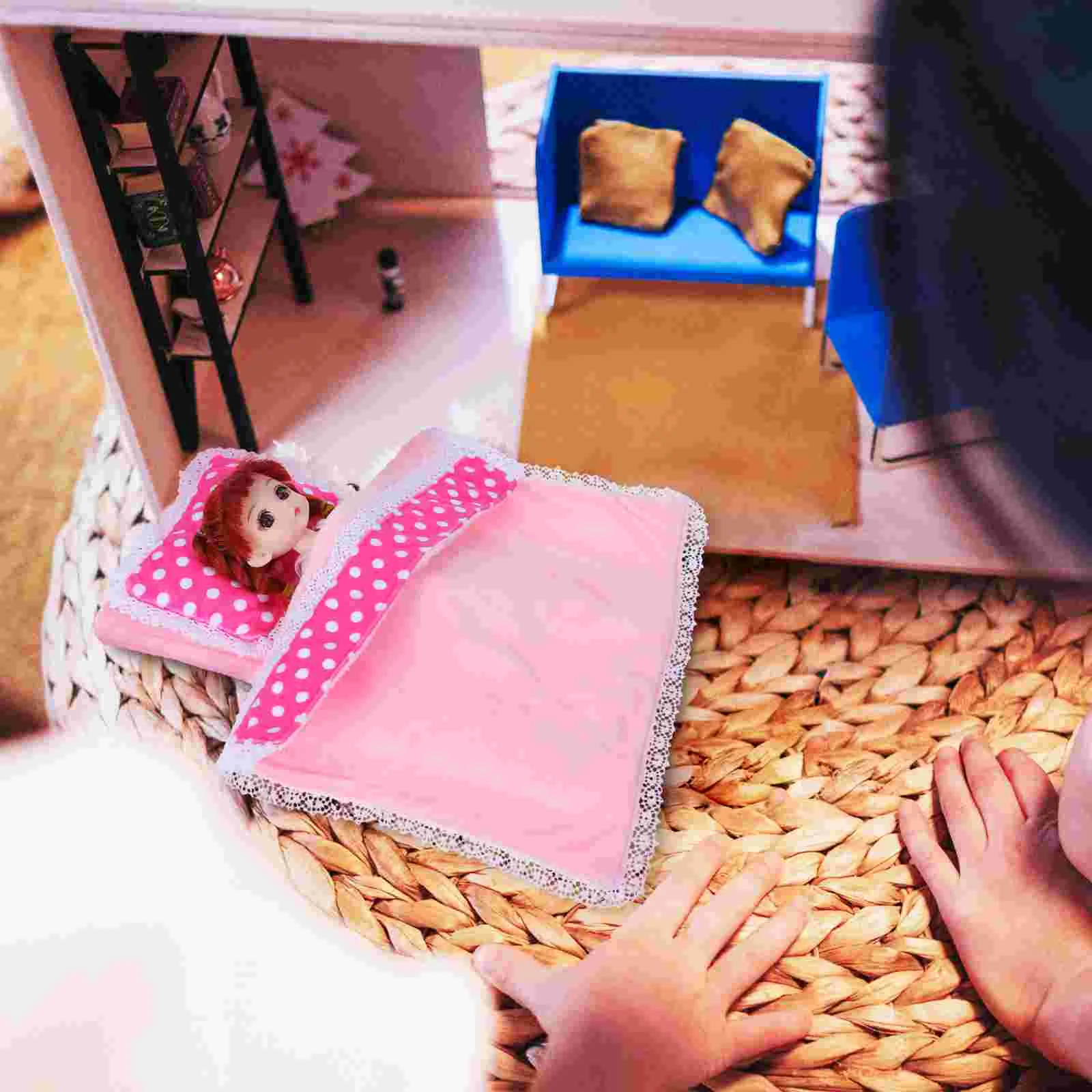 House Bedding Mini Dollhouse Accessories for Dolls Miniature Cloth Blanket Toys