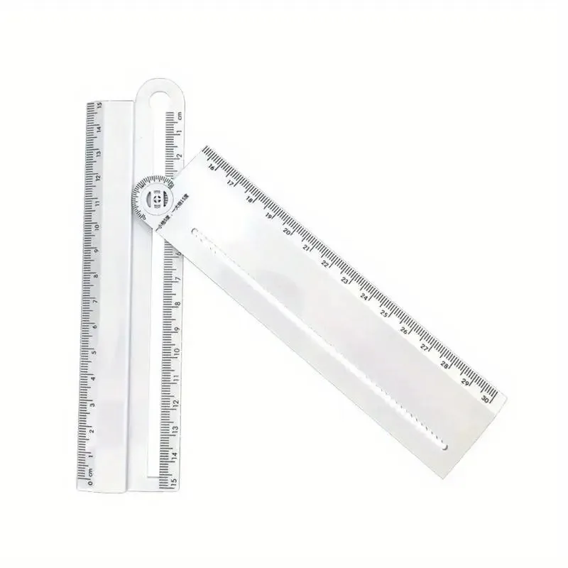 Transparent Rectangle Ruler 30cm Protractor Student Stationery Drawing Tool, Plastic Angle Measurement