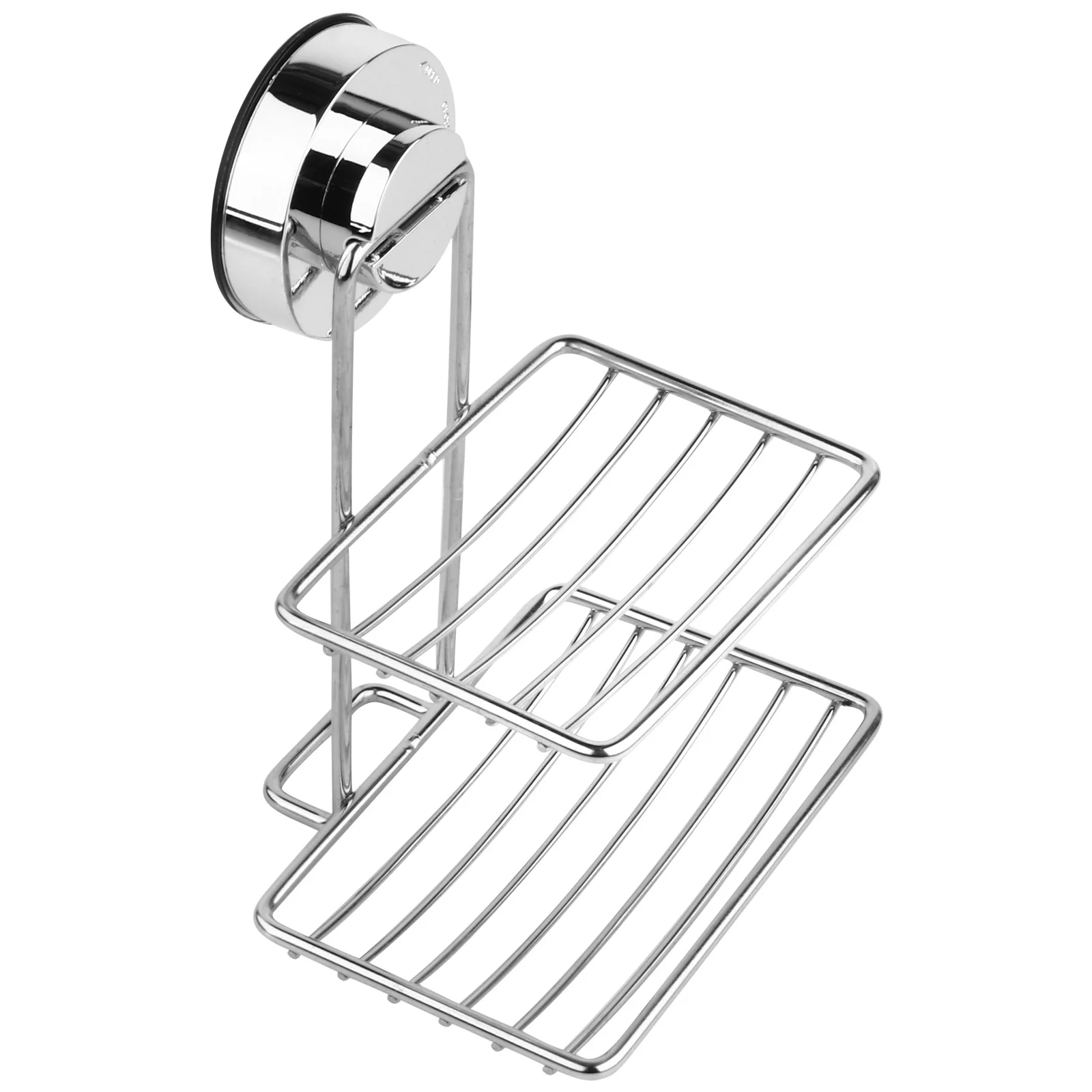 Stainless Steel Soap Holder Powerful Suction Cup Dish Double Layer Sponge Basket Pvc Wall Mounted