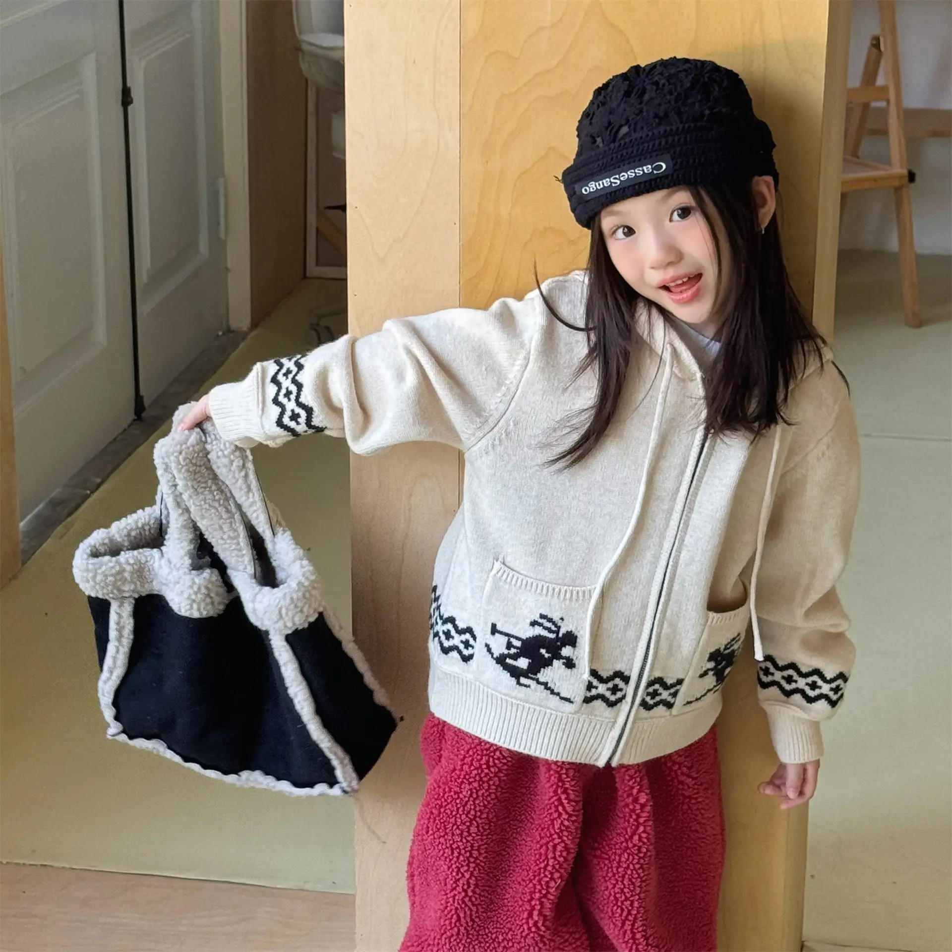 2026 Boys and Girls Knitted Sweater Children's Clothing Autumn Korean Version Sweater Cardigan Top Sweater