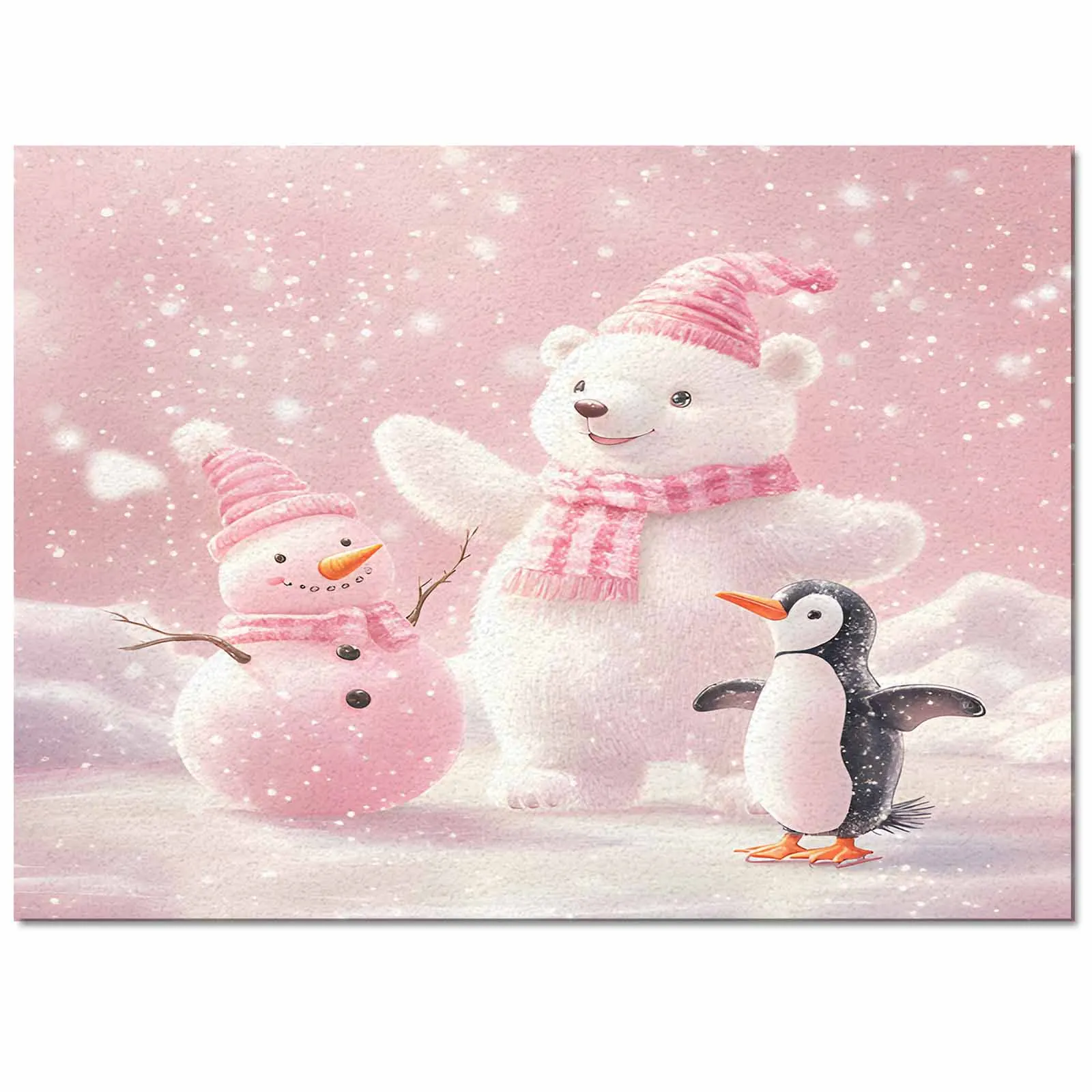 Christmas Pink White Bear Penguin Living Room Floor Mat Children's Room Bedroom Bedside Carpet Kitchen Door Mat