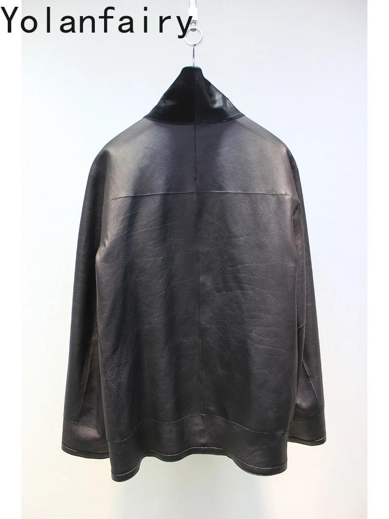 YOLANFAIRY 2026 New Men Natural Calfskin Fur Integrated Coat Stand Collar Reversible Luxury Genuine Fur Jacket Winter Outerwear