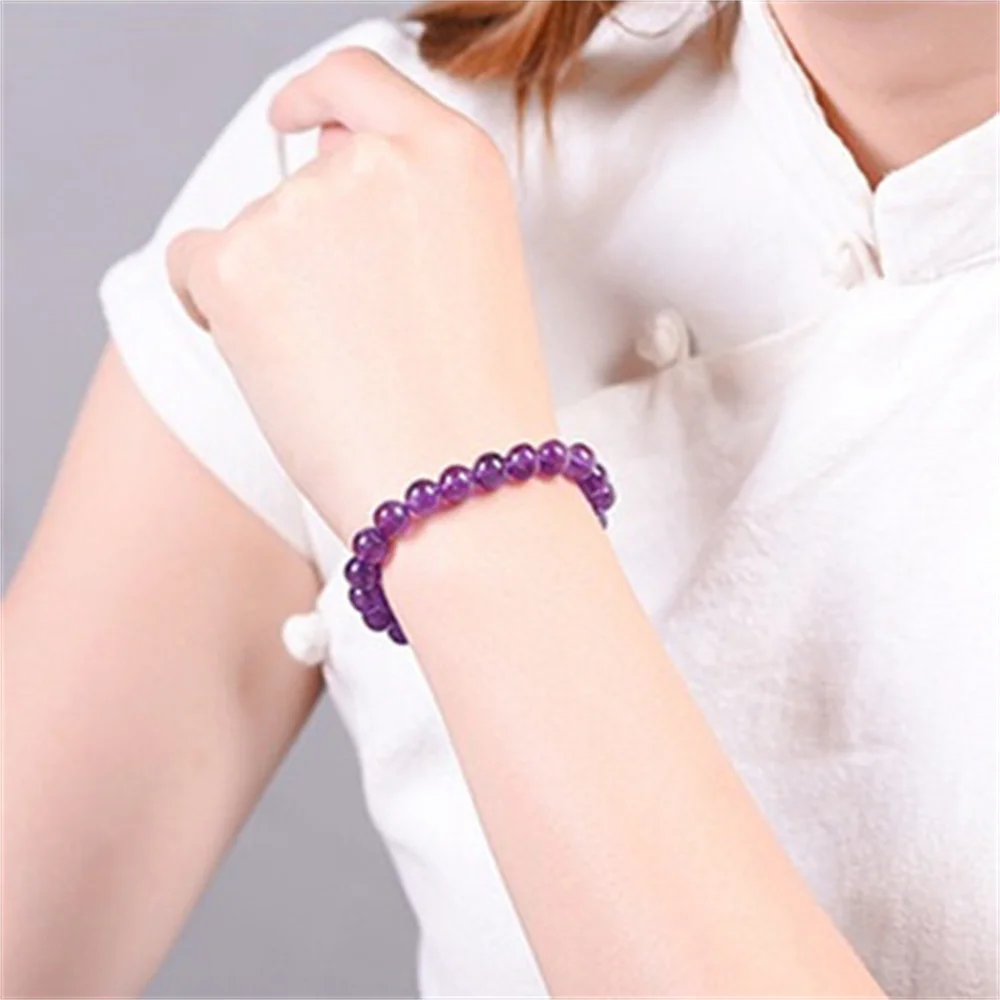 8mm Natural Crystal Brazilian Amethyst Bracelet for Women in Charm Bracelets 16.5cm Honorable Transportation Cure Energy Jewelry