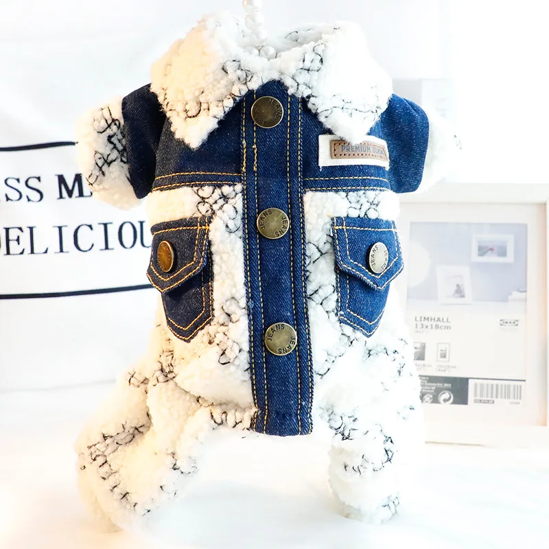 Cowboy Pet Dog Clothes Fashion Embroidery Jumpsuits for Dogs Clothing Small Soft Costume Autumn Winter Boy Girl Pet Products