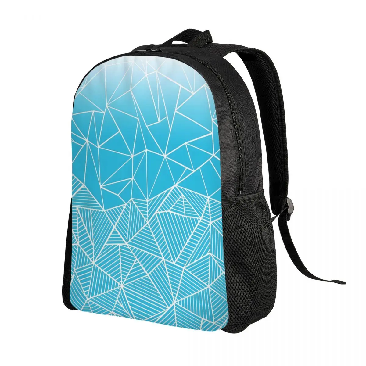 Custom Abstract Lines Half And Half Electric Blue Travel Backpack Women Men School Computer Bookbag College Student Daypack Bags