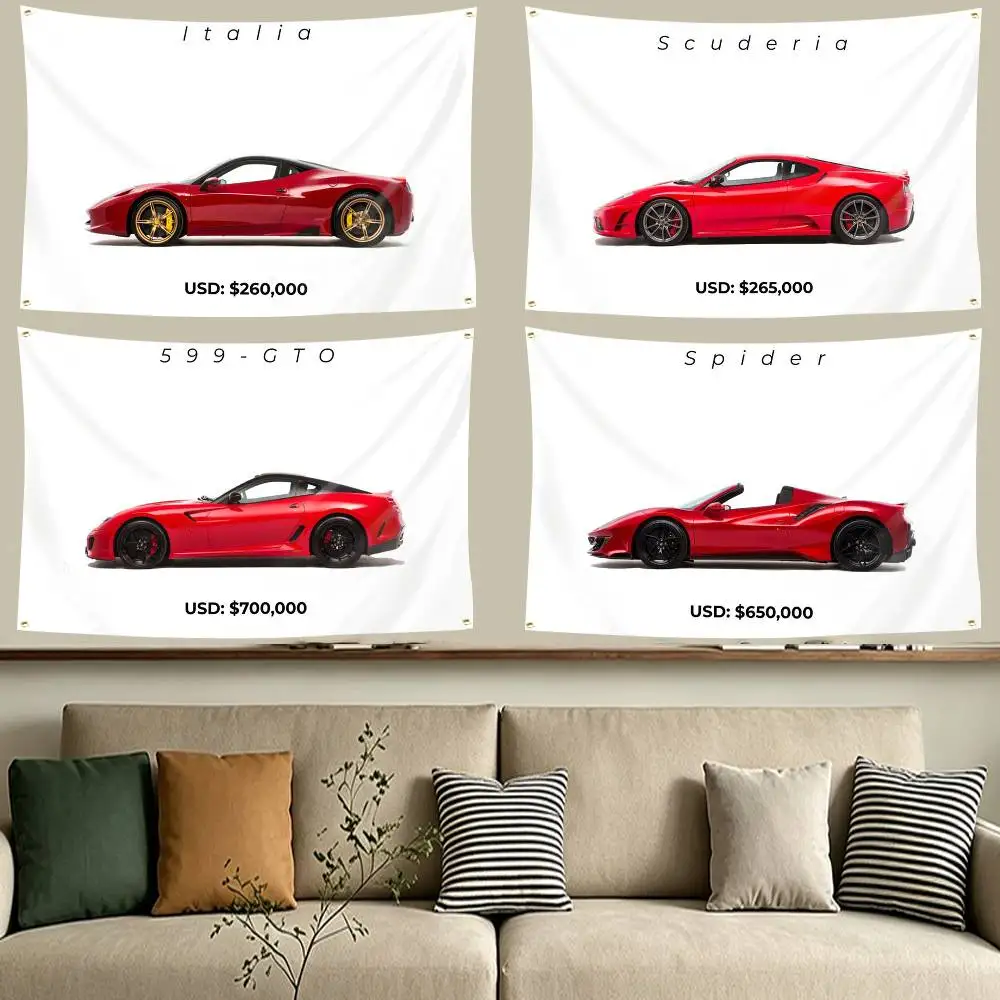 RariCars 458 Italia SP3 Daytona Series Flag Tapestry Banner for Bedroom Living Room Outdoor Camping