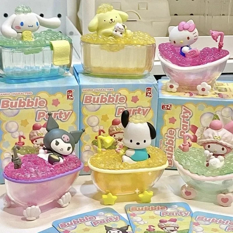 Genuine Sanrio Character Bubble Party Blind Box Character Cartoon Cute Bathtub Ornament Doll Surprise Gift Girl Collection Toy