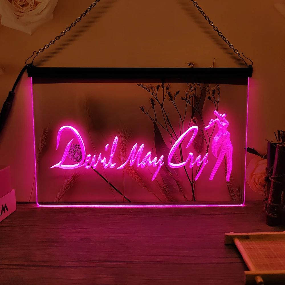 Devil May Cry-3D Carving LED Neon Sign Wall Art for Home,Room,Bedroom,Office,Farmhouse Decor