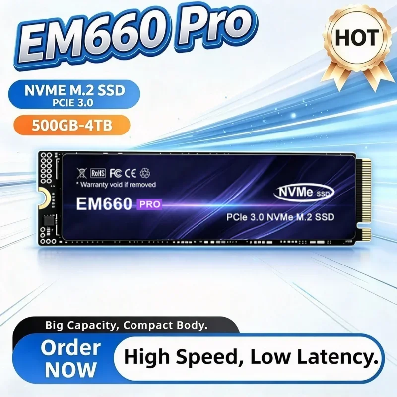 High Speed NVMe EM660 Pro M.2 SSD Hard Disk 500GB 1TB 2TB 4TB, M2 PCIe 3.0 Internal Solid State Drive For Laptop Desktop PC