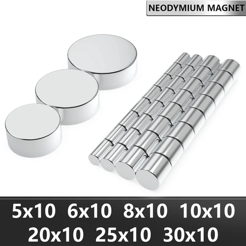 Imán de neodimio súper fuerte N35, imanes magnéticos permanentes potentes redondos NdfeB, imanes para nevera 5x10 10x10 20x10 30x10mm