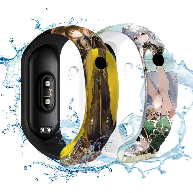 Anime Genshin Impact Printed Strap for Xiaomi Mi Band 7 6 5 Printed Watchband Sport Wristband Replaceable Bracelet for Mi Band 7