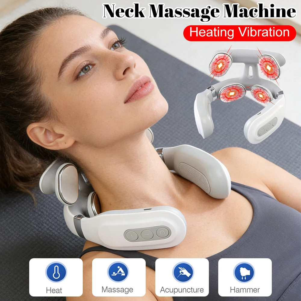 

4 Head Electric Back Massage Instrument USB Rechargeable Vibration Massage Instrument 6 Modes for Cervical Spine Body Massage