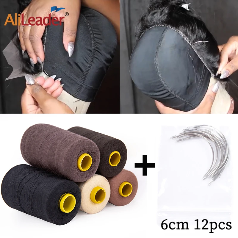 

1 Large Hair Weaving Threads With 12 Pcs 6Cm C Curved Needles Wig Making Tools For Making Wigs Sewing Thread Weaving Wigs