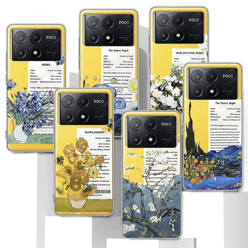 Van Gogh Sunflowers the Starry Night Art Case for Xiaomi Poco X6 M3 X4 X5 F3 X3 NFC F4 GT M5 M5s F1 F5 M4 F2 Pro TPU Phone Cover