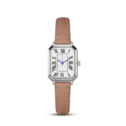 2024 New Foreign Trade Casual Fashion Fresh Art Silver Case Square Strap Roman Women's Quartz Watch in Stock