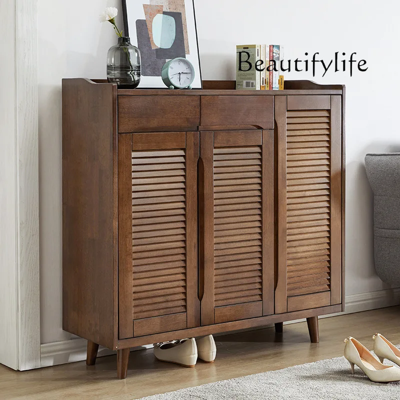 Pure Solid Wood Shoe Cabinet Home Doorway Indoor Entry Door against the Wall Entrance Cabinet 140cm Long 1 M