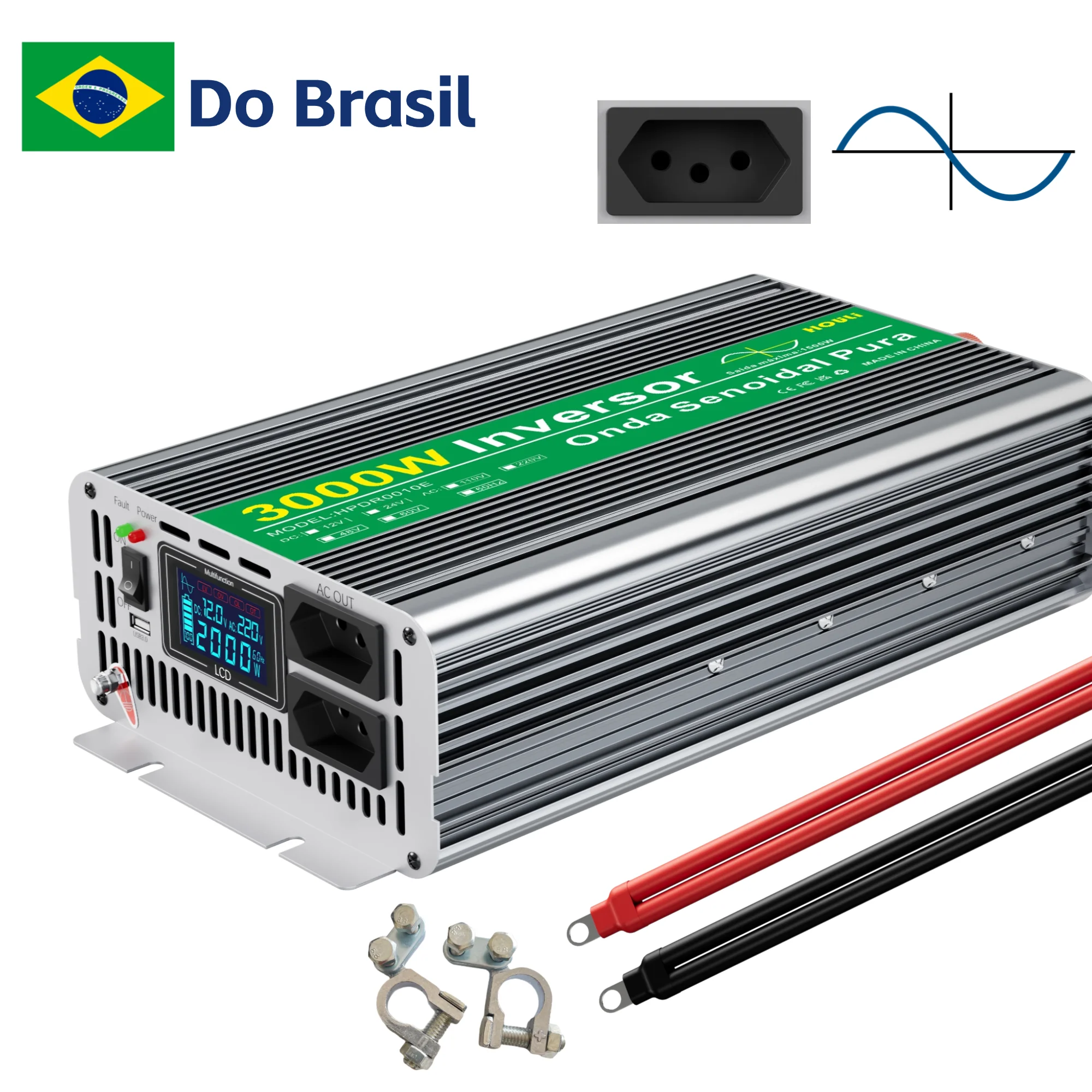 HOULI inversor senoidal pura 3000w 4000w 5000w 6000w onda senoidal pura conversor 12v a 220v  estoque no brasil