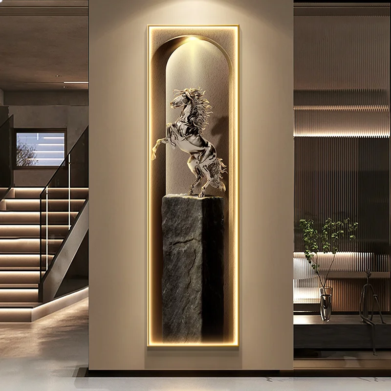 Light Luxury Modern Entrance LED Decorative Painting Home Decoration Living Room Bedroom Office Corridor Long Mural Light